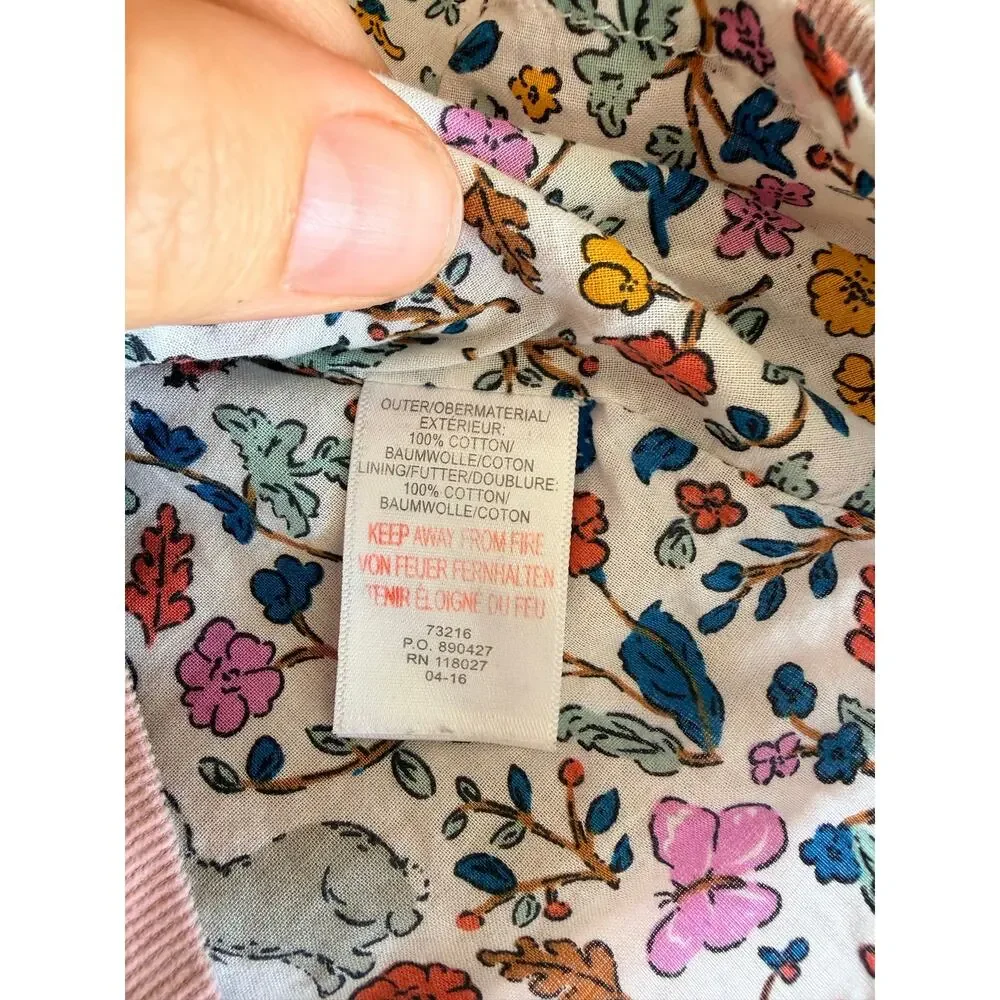 Baby Boden Pink Smocked Squirrel Corduroy Pinafore Dress 6-12M